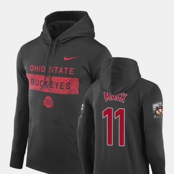 Ohio State Buckeyes Austin Mack Men's #11 Performance Sideline Seismic Anthracite College Football Hoodie 2404TSLS7